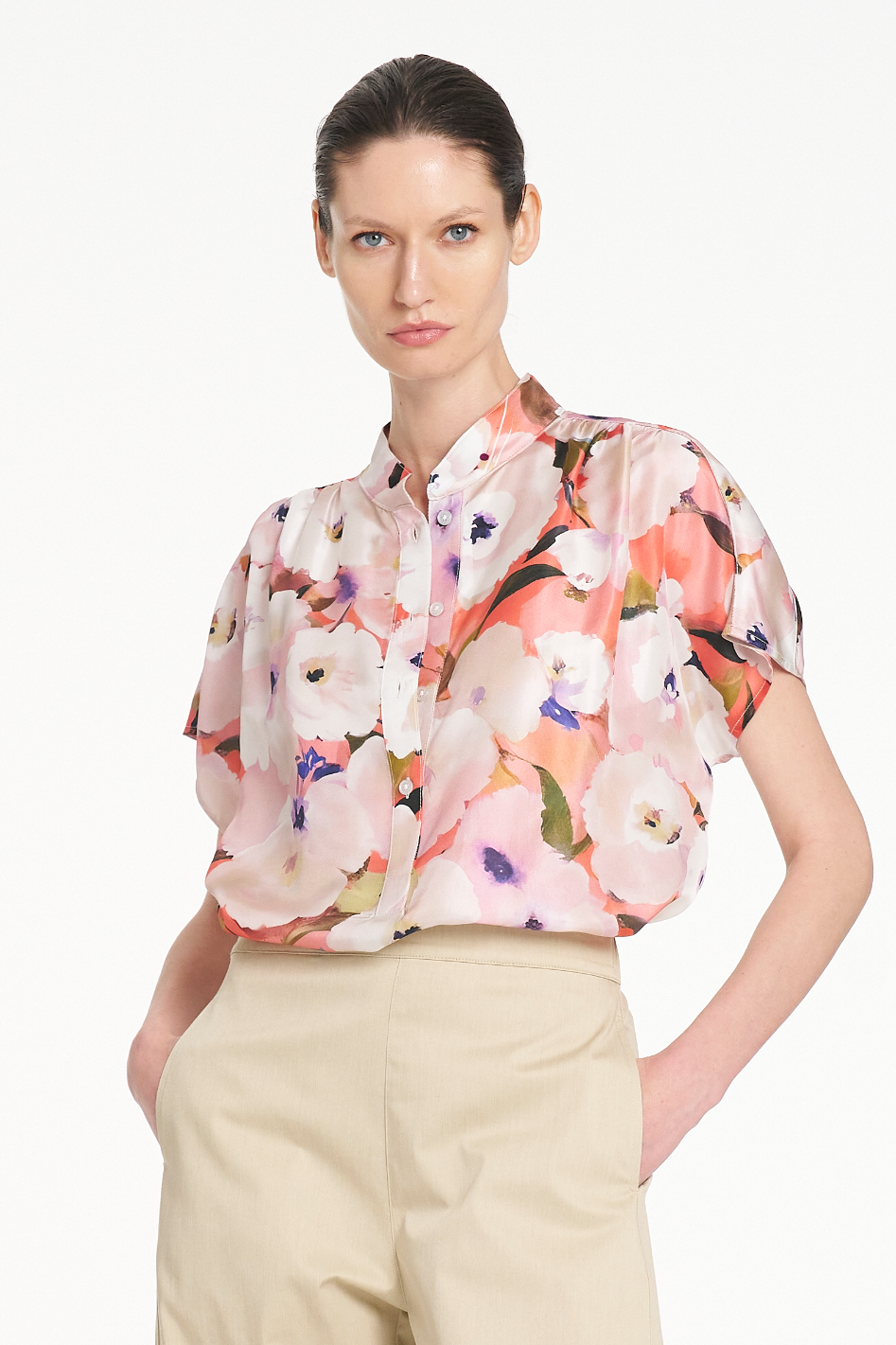 Mela Purdie Gathered Shell in Silk Poppy Chintz