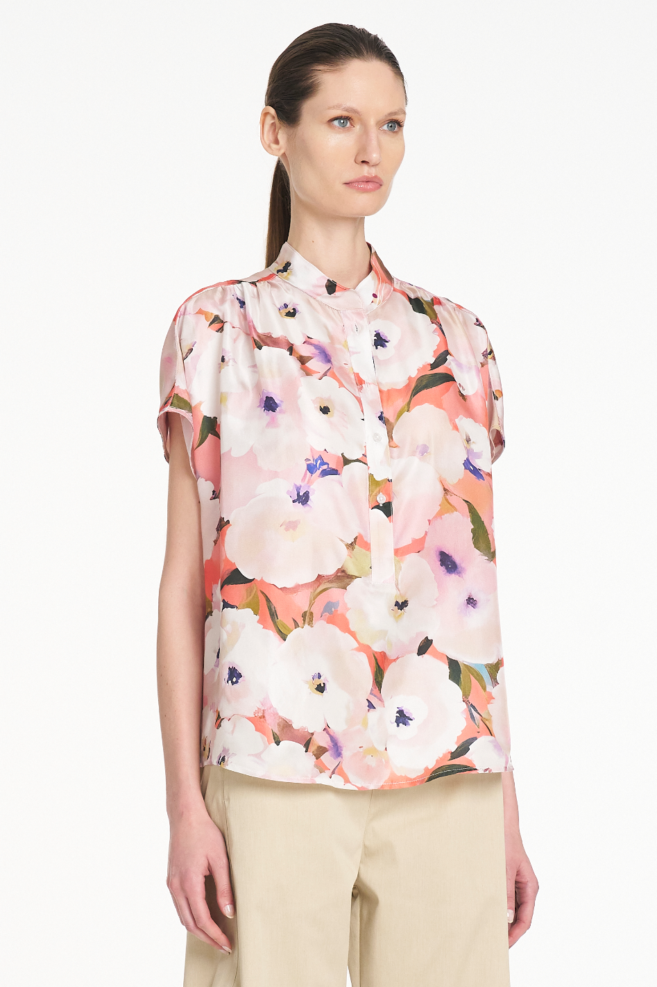 Mela Purdie Gathered Shell in Silk Poppy Chintz