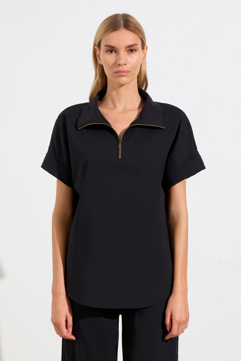 Mela Purdie Half Zip Shirt in Navy Microprene