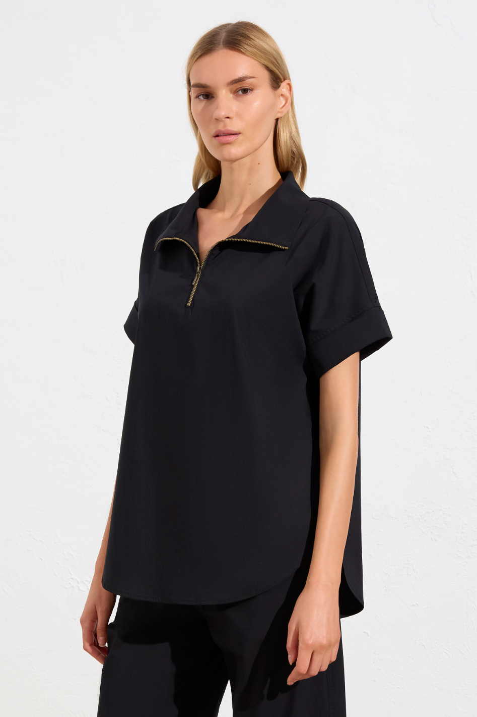 Mela Purdie Half Zip Shirt in Navy Microprene