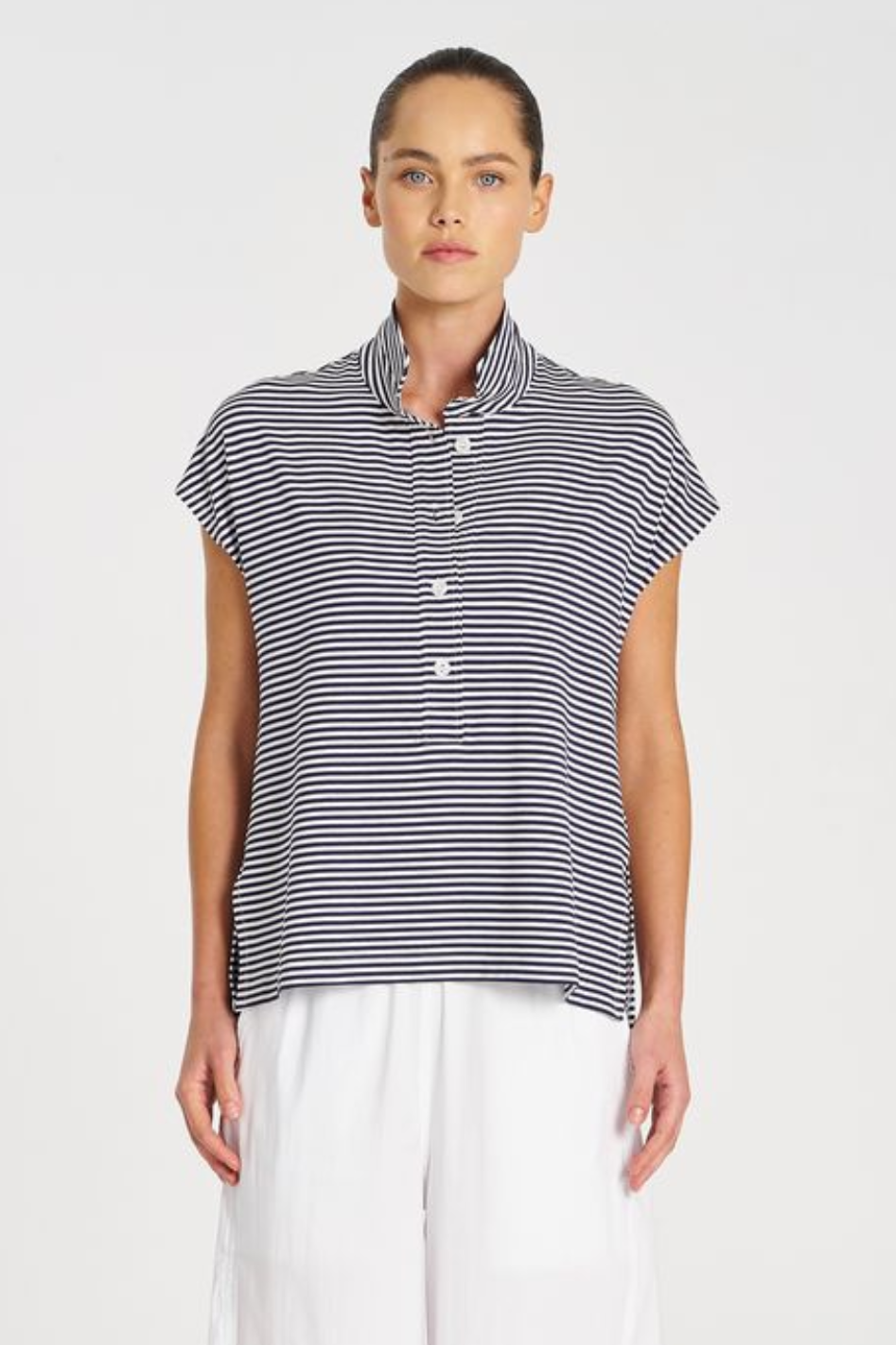 Mela Purdie Henly Tank | Yacht Stripe Jersey | Marine/White