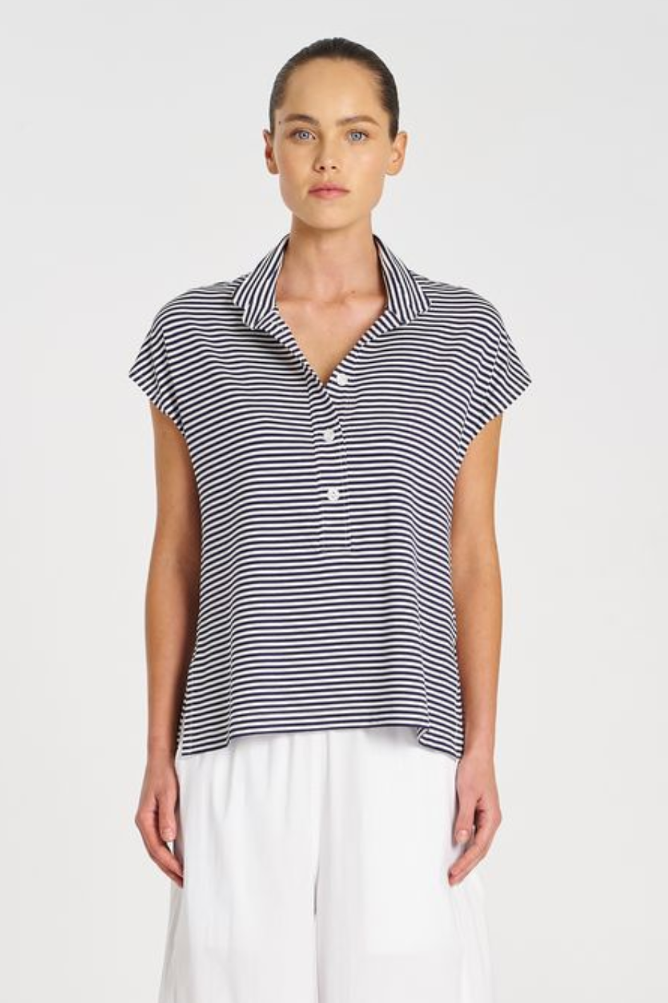 Mela Purdie Henly Tank | Yacht Stripe Jersey | Marine/White