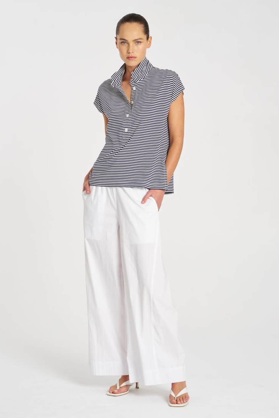 Mela Purdie Henly Tank | Yacht Stripe Jersey | Marine/White