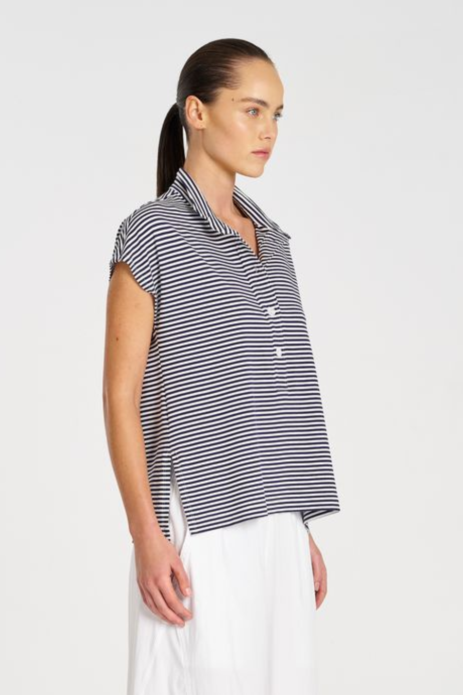 Mela Purdie Henly Tank | Yacht Stripe Jersey | Marine/White