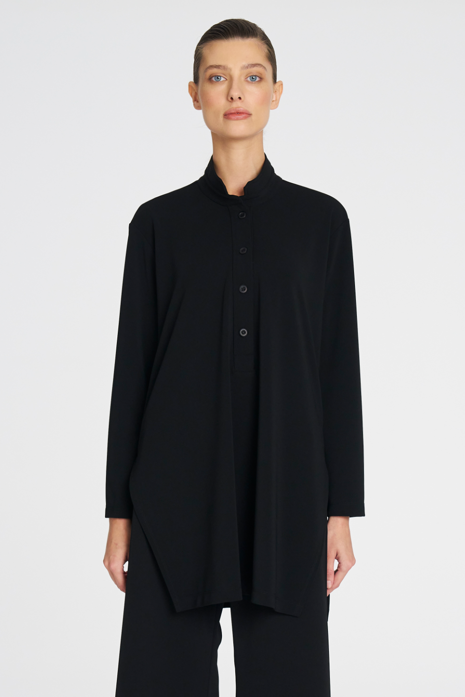 Mela Purdie Maxi Henley in Black Powder Knit