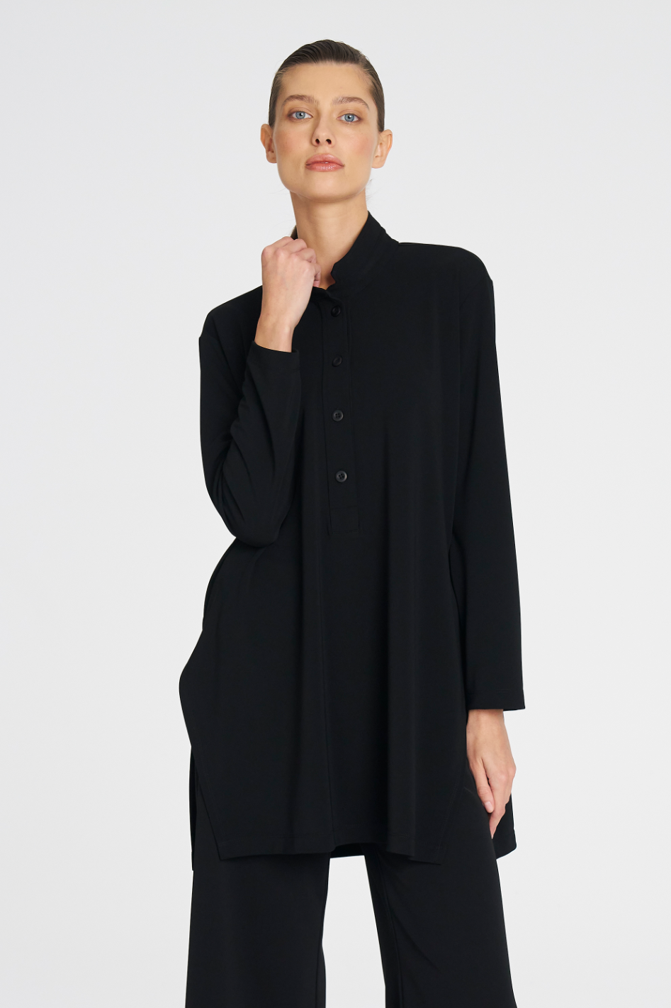 Mela Purdie Maxi Henley in Black Powder Knit