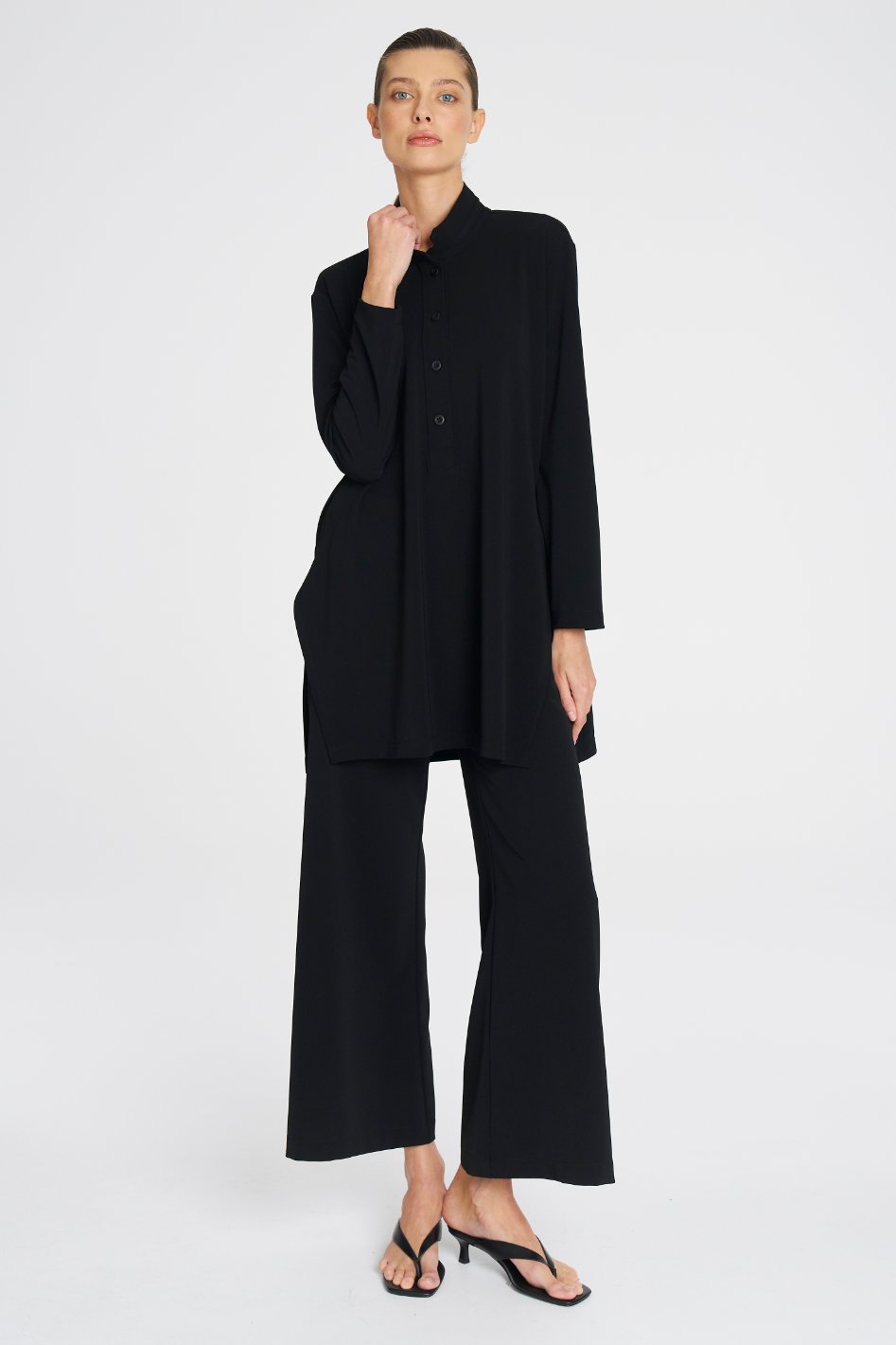 Mela Purdie Maxi Henley in Black Powder Knit
