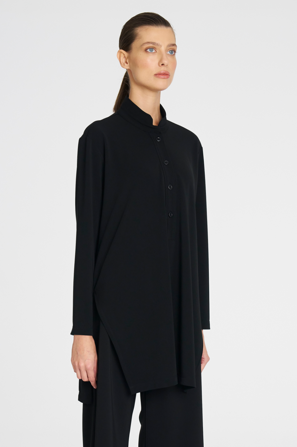 Mela Purdie Maxi Henley in Black Powder Knit