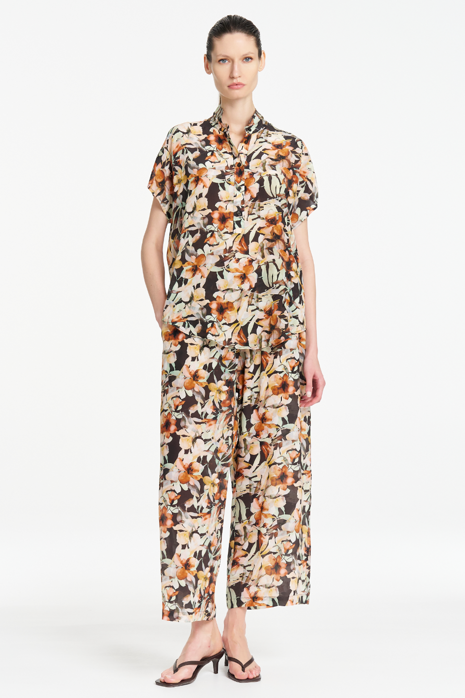 Mela Purdie Pace Pant in Mint Floral Silk