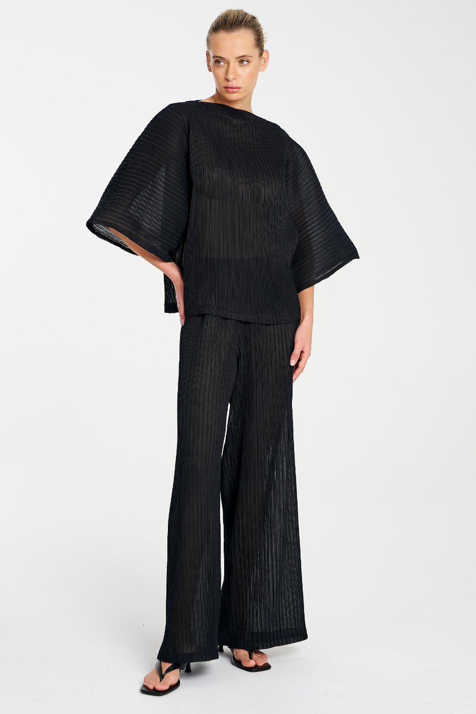 Mela Purdie Miso Shell | Miso Pleat Chiffon | Black