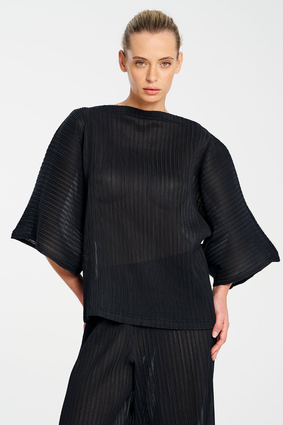 Mela Purdie Miso Shell | Miso Pleat Chiffon | Black
