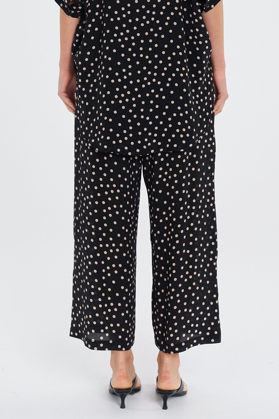 Mela Purdie Pace Pant Scattered Spot Silk Print in Black/Meringue