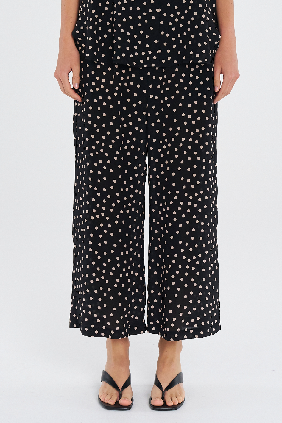 Mela Purdie Pace Pant Scattered Spot Silk Print in Black/Meringue