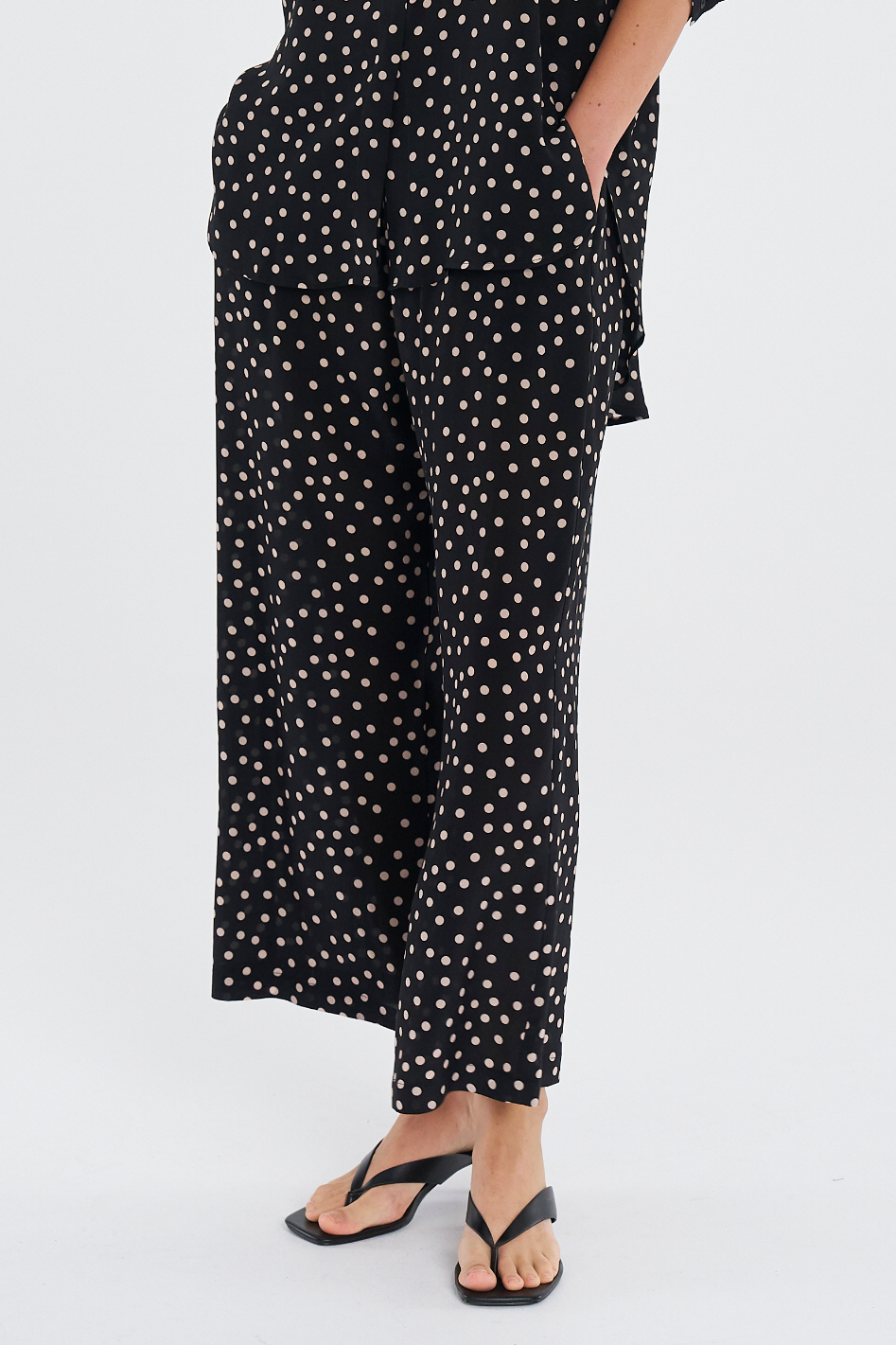 Mela Purdie Pace Pant Scattered Spot Silk Print in Black/Meringue