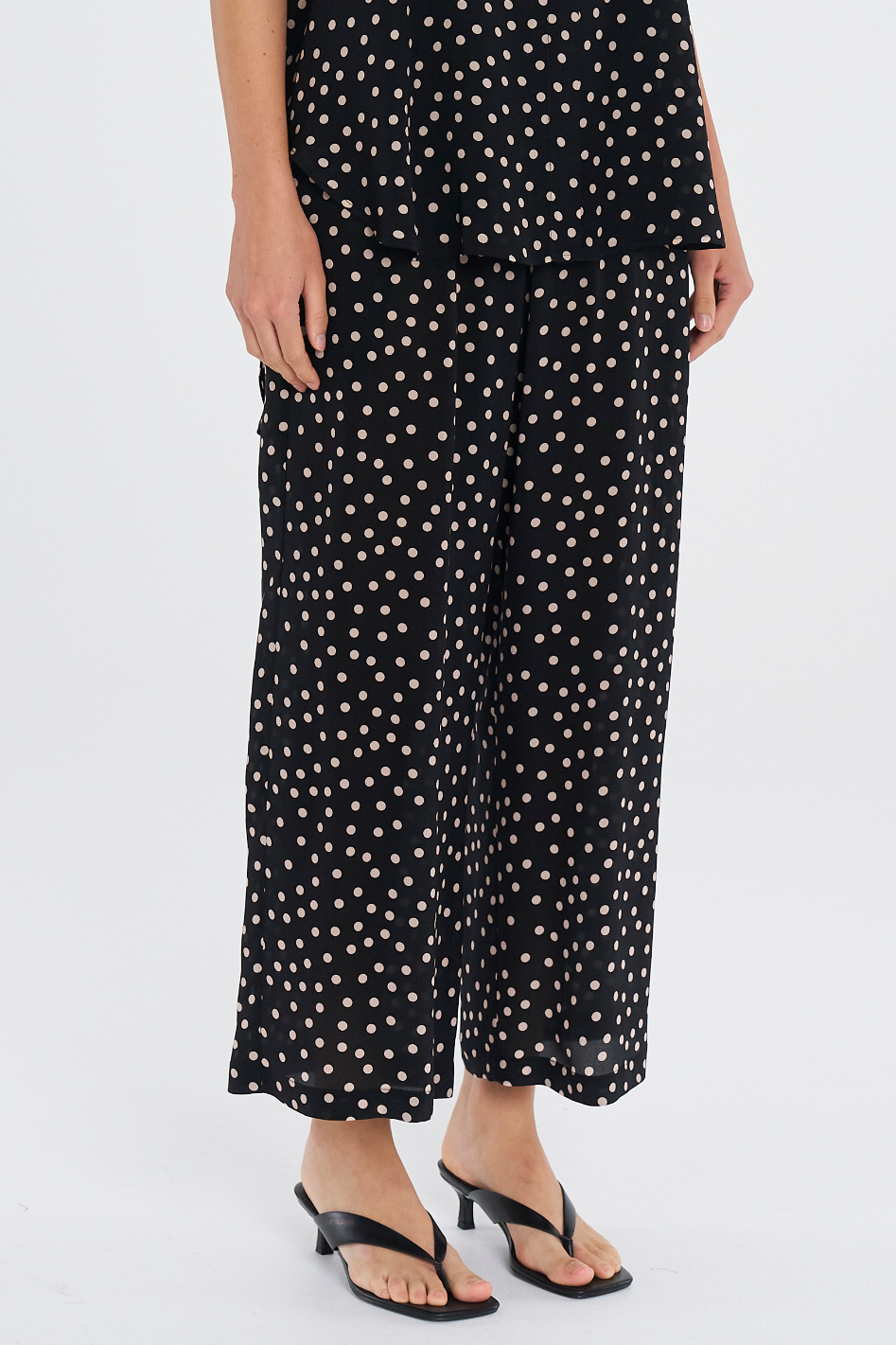 Mela Purdie Pace Pant Scattered Spot Silk Print in Black/Meringue