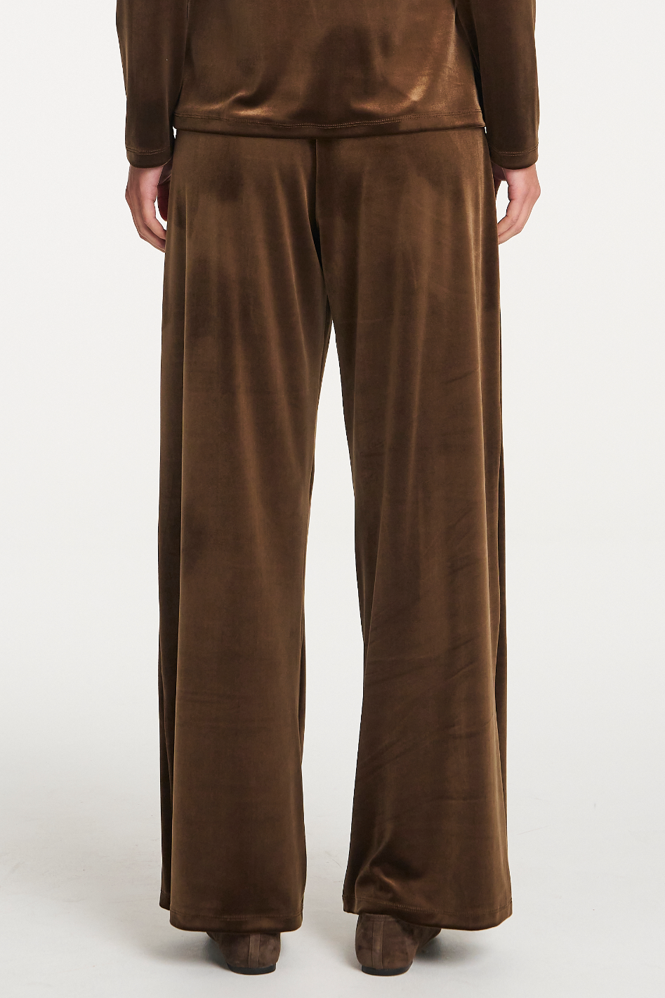 Mela Purdie Palazzo Pant in Stretch Panne Nutmeg