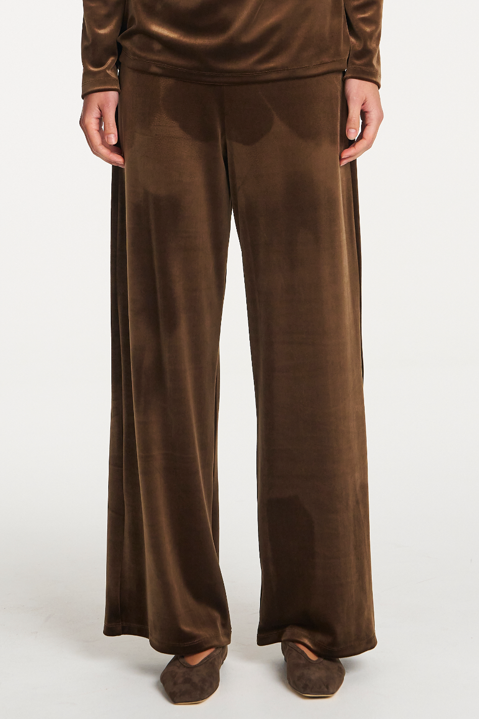 Mela Purdie Palazzo Pant in Stretch Panne Nutmeg