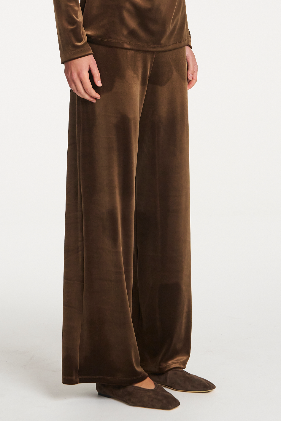 Mela Purdie Palazzo Pant in Stretch Panne Nutmeg