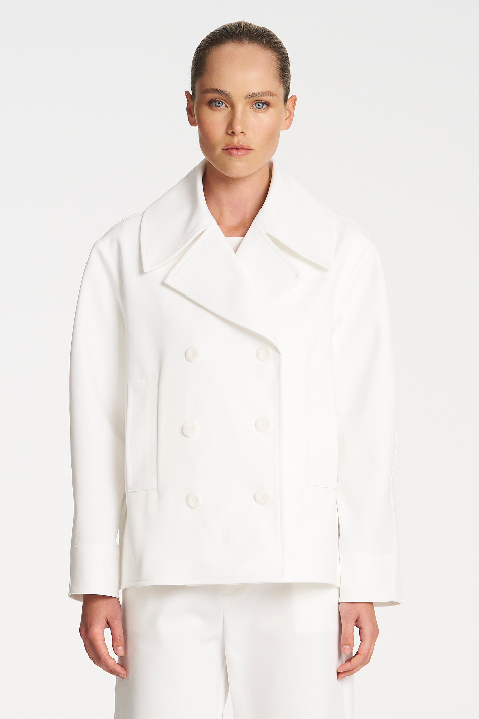 Mela Purdie Pea Jacket in White Ultra Knit