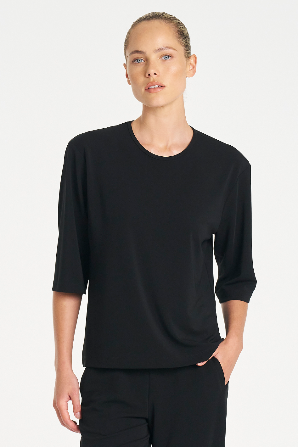 Mela Purdie Plaza Crew Top in Black Powder Knit