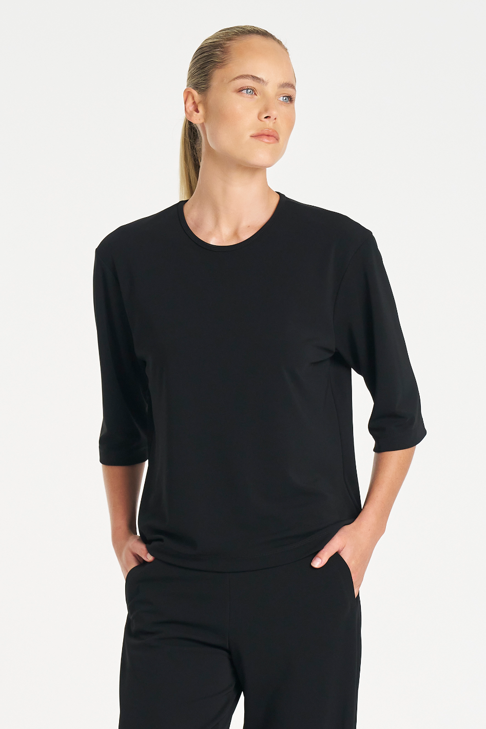 Mela Purdie Plaza Crew Top in Black Powder Knit