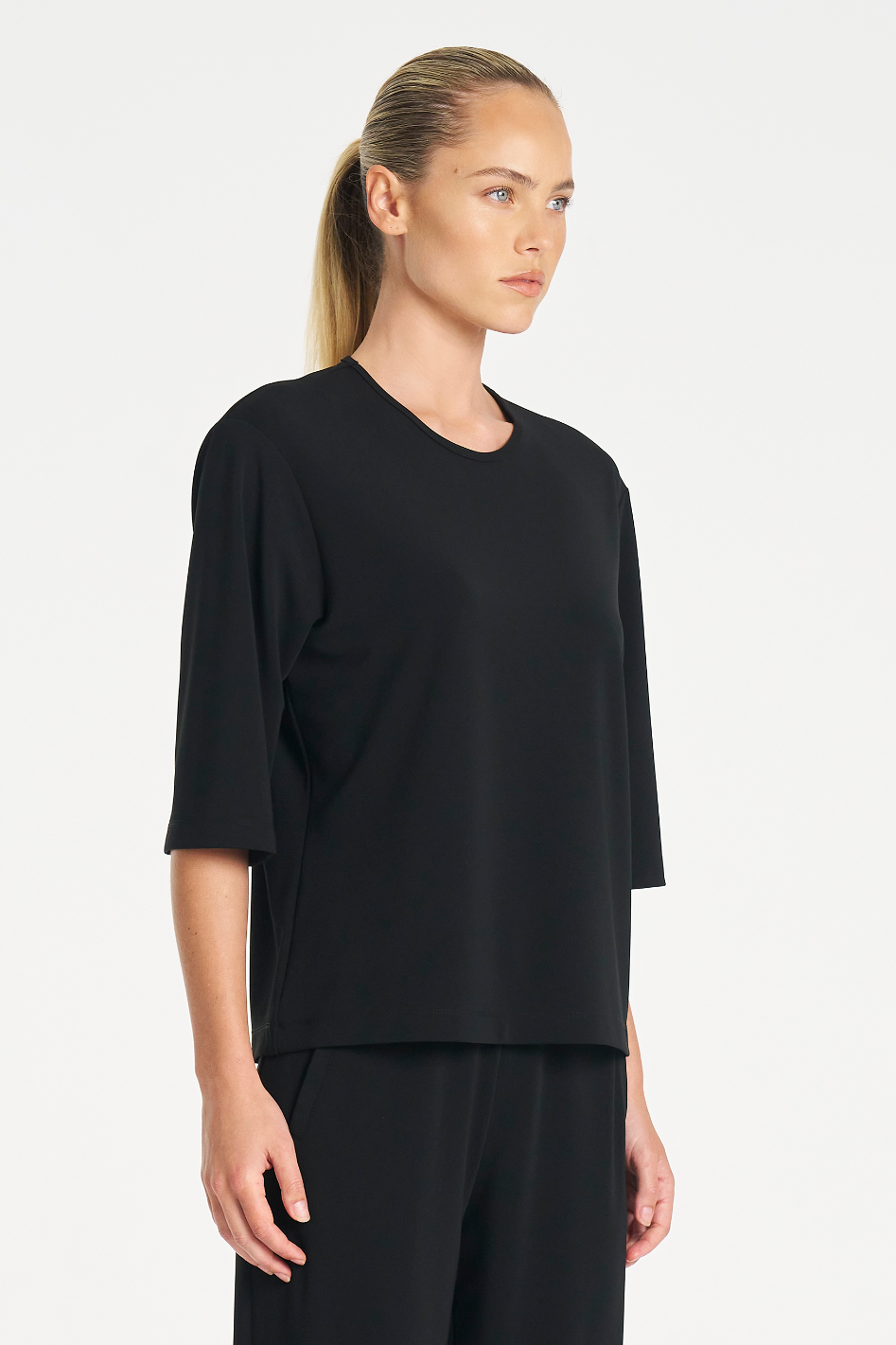 Mela Purdie Plaza Crew Top in Black Powder Knit