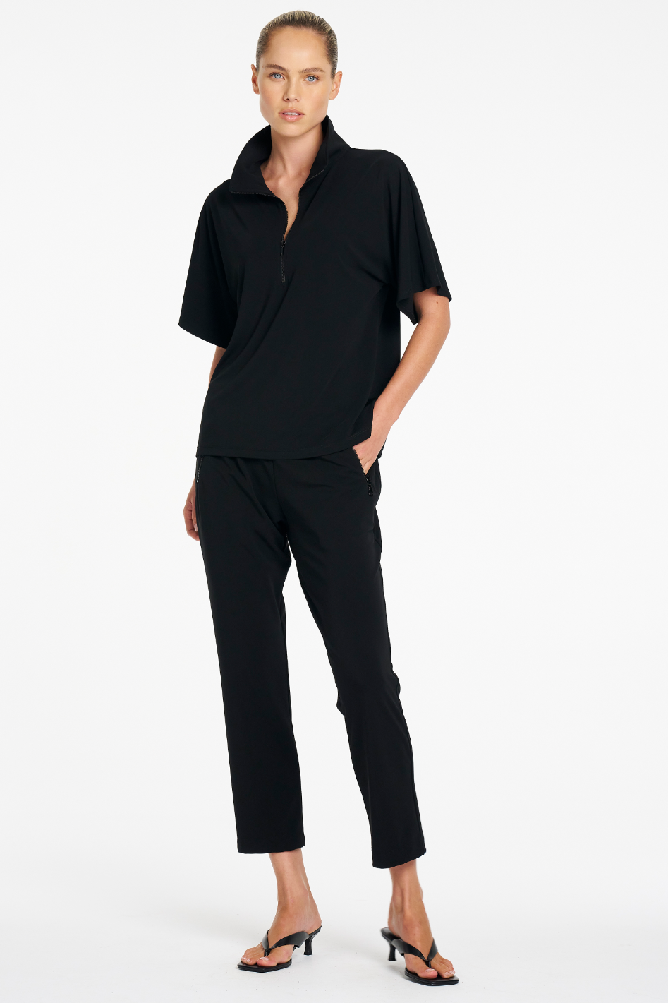 Mela Purdie Powder Zip Pant in Black Powder Knit
