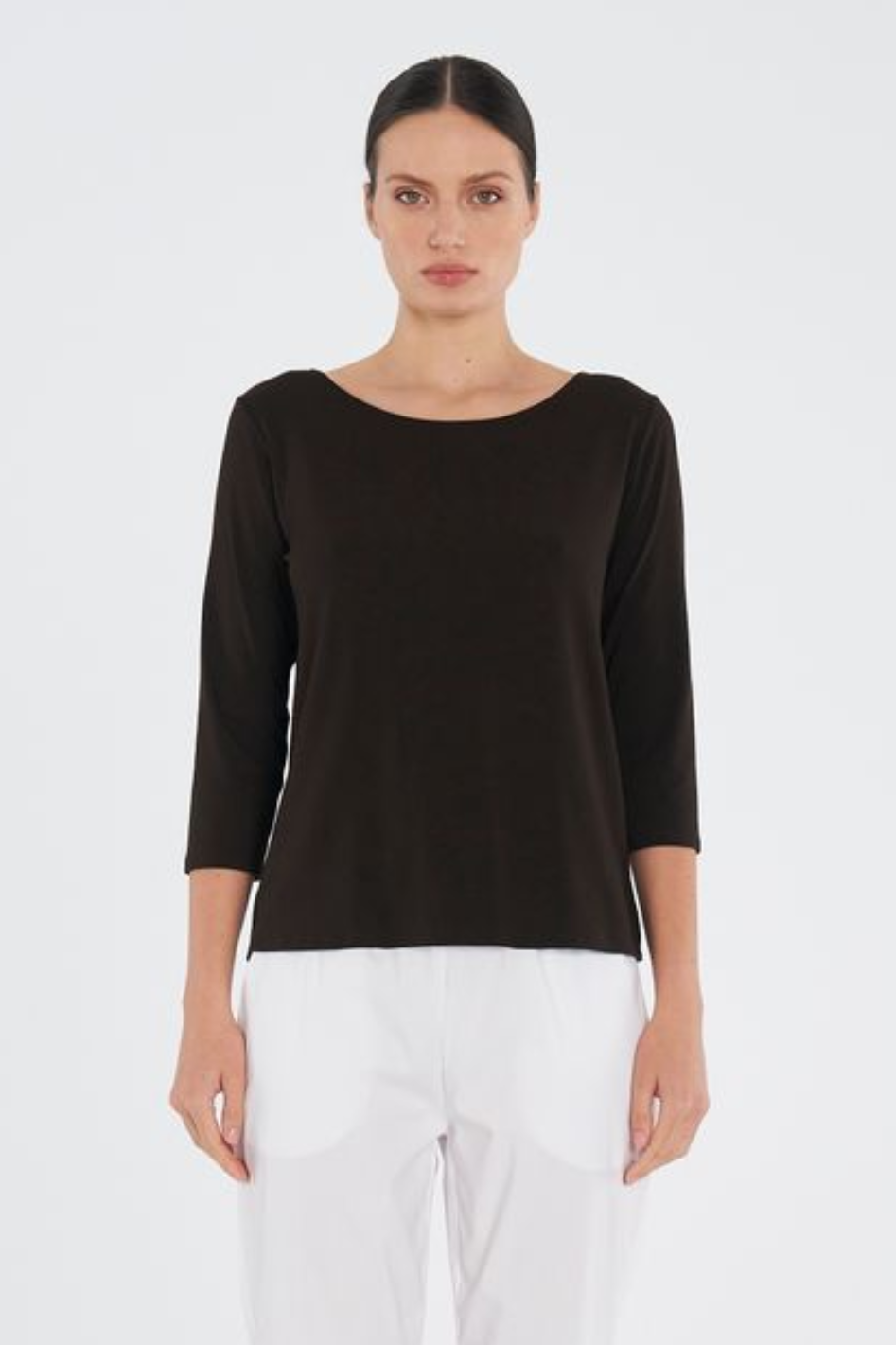Mela Purdie Relaxed Boat Neck in Matte Jersey Fudge