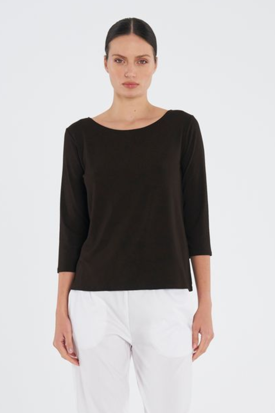 Mela Purdie Relaxed Boat Neck in Matte Jersey Fudge