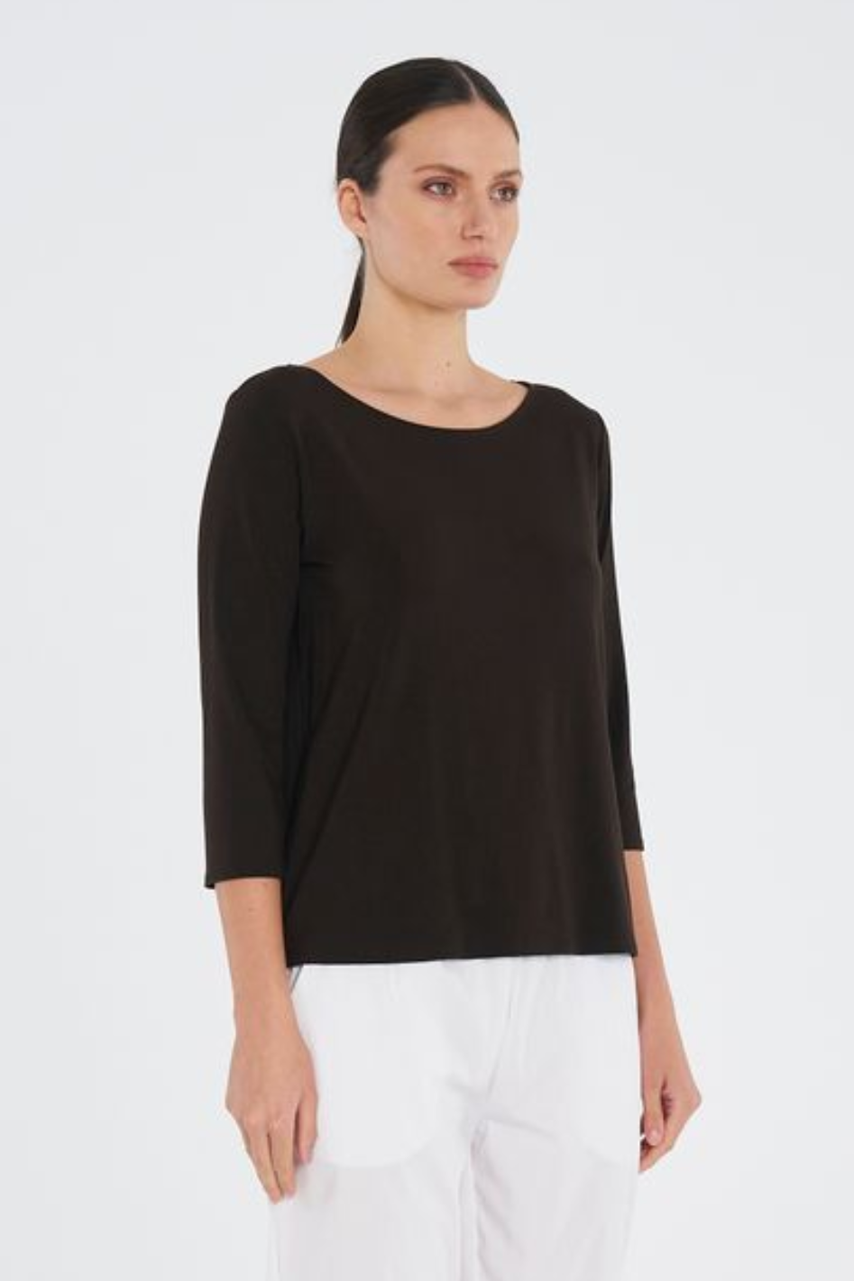 Mela Purdie Relaxed Boat Neck in Matte Jersey Fudge