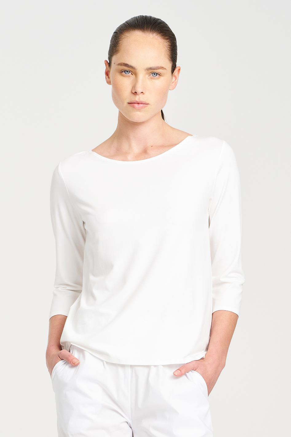 Mela Purdie Relaxed Boat Neck in White Matte Jersey