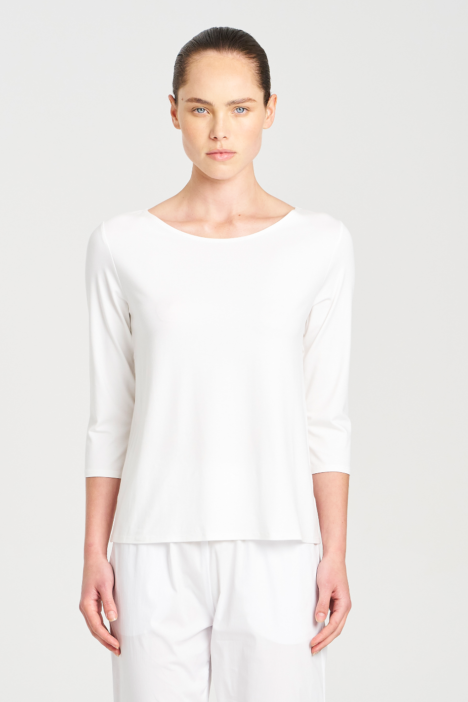 Mela Purdie Relaxed Boat Neck in White Matte Jersey