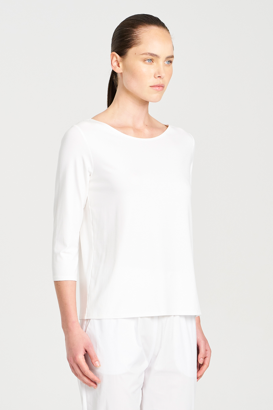 Mela Purdie Relaxed Boat Neck in White Matte Jersey