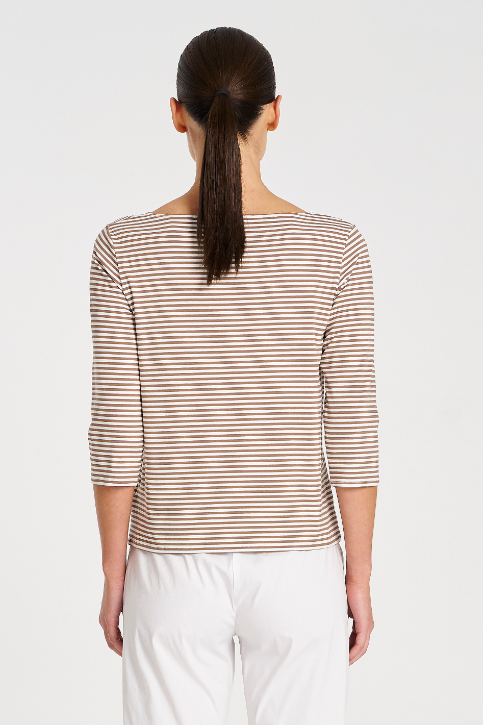 Mela Purdie Relaxed Boat Neck | Yacht Stripe Jersey | Saddle/White