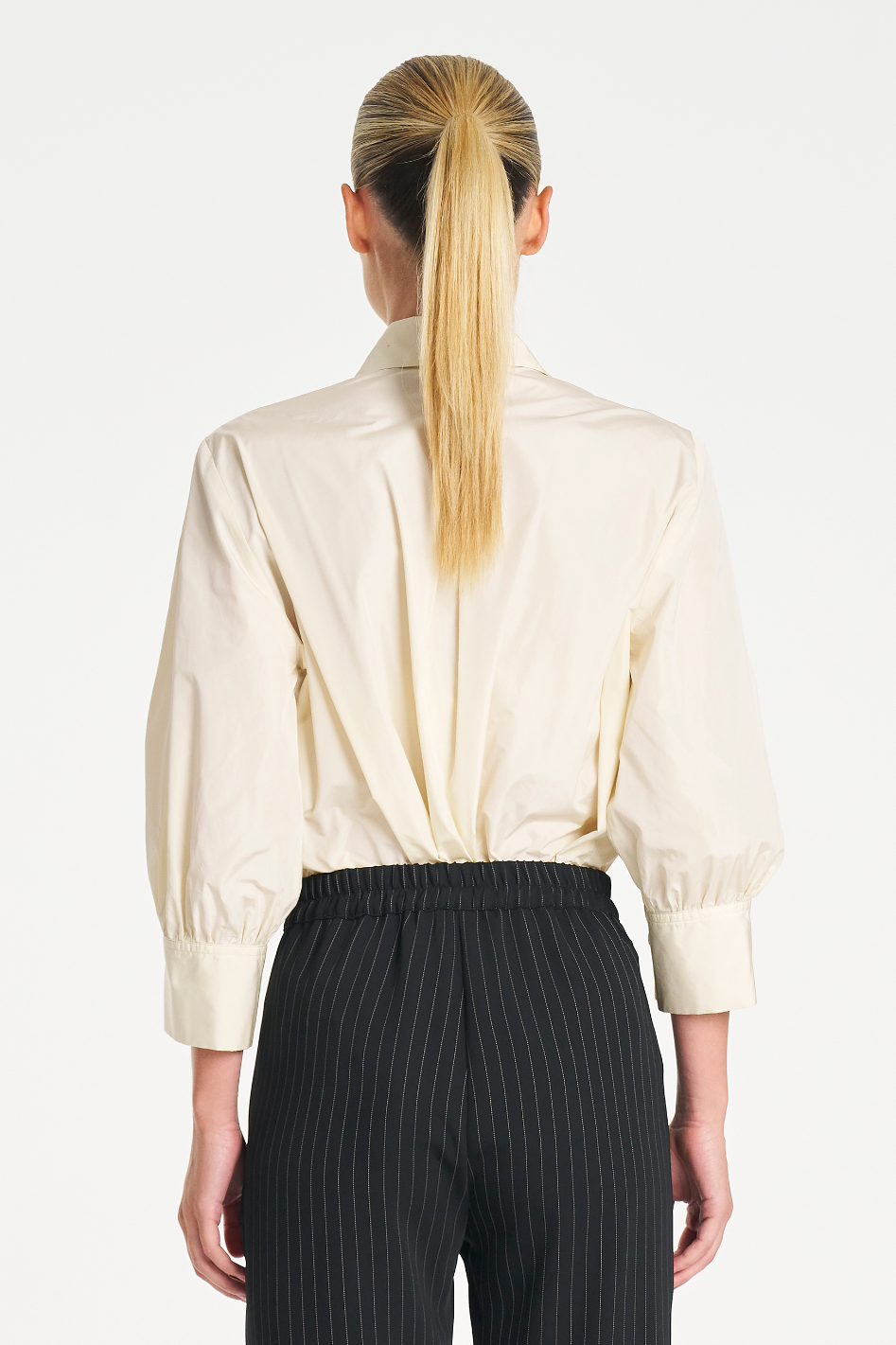 Mela Purdie Ruffle Resort Top in Vanilla Italian Taffeta