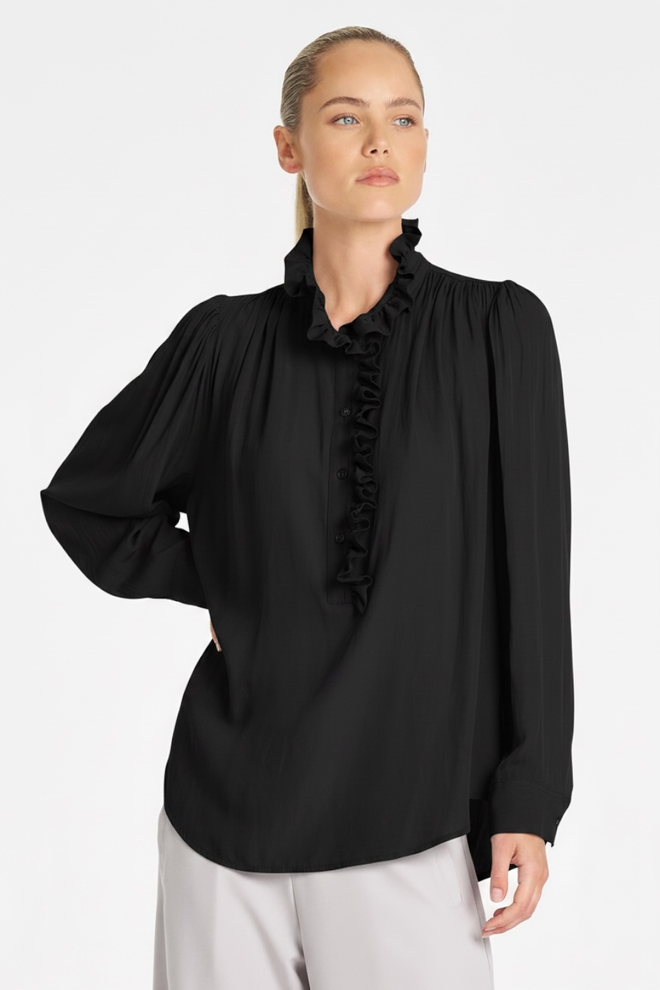 Mela Purdie Rufflet Blouse in Black Mache