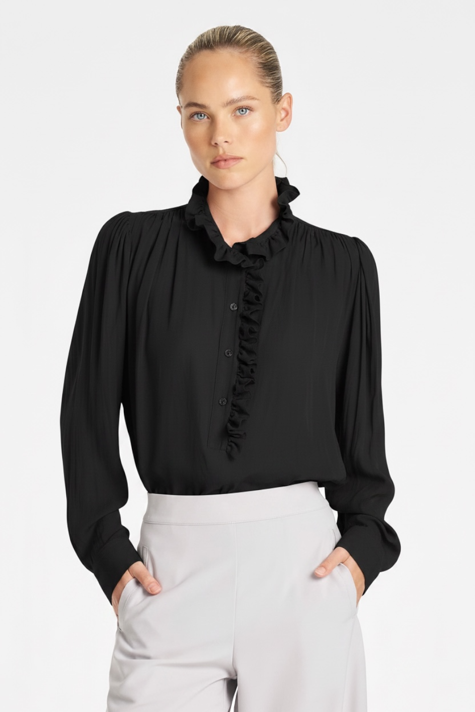 Mela Purdie Rufflet Blouse in Black Mache