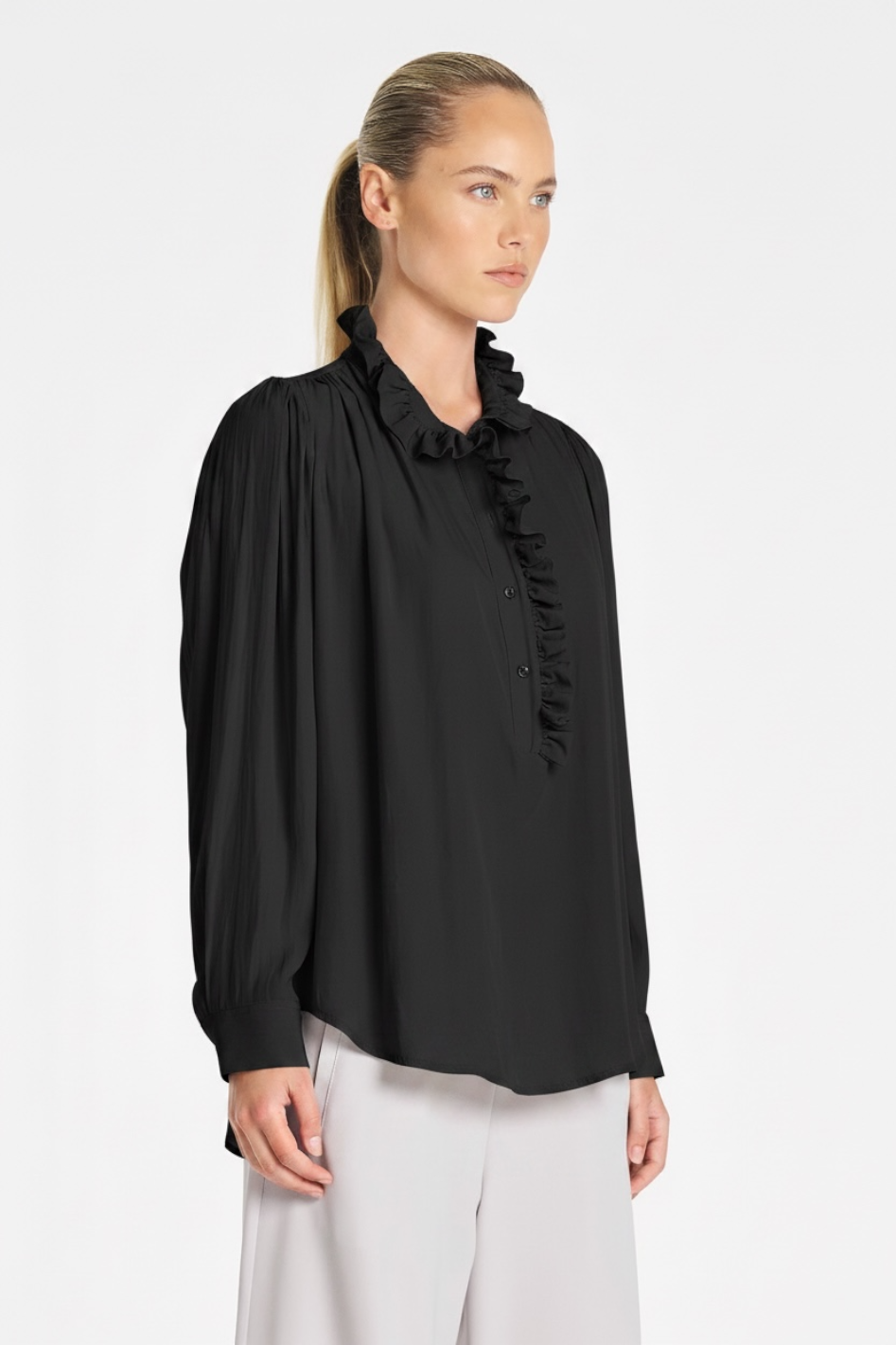 Mela Purdie Rufflet Blouse in Black Mache