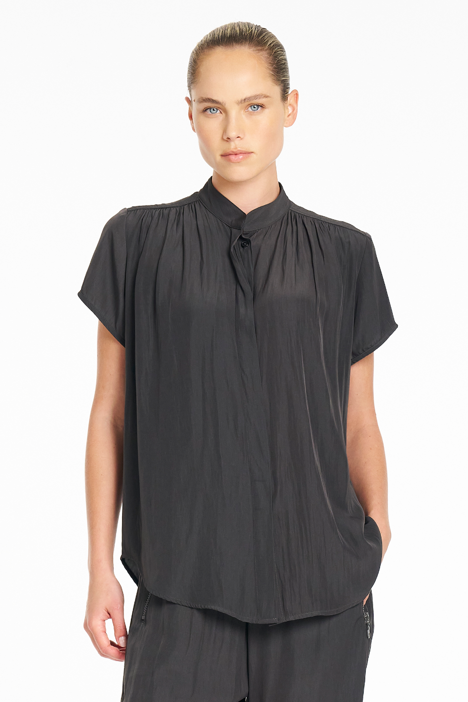 Mela Purdie SS Soft Blouse in Bark Mache
