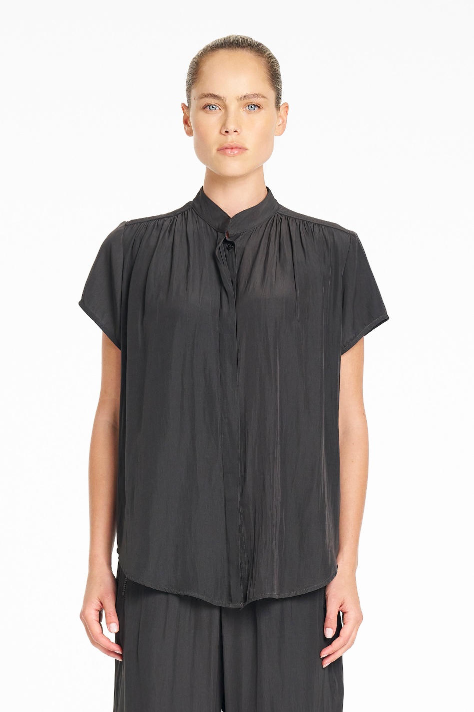 Mela Purdie SS Soft Blouse in Bark Mache