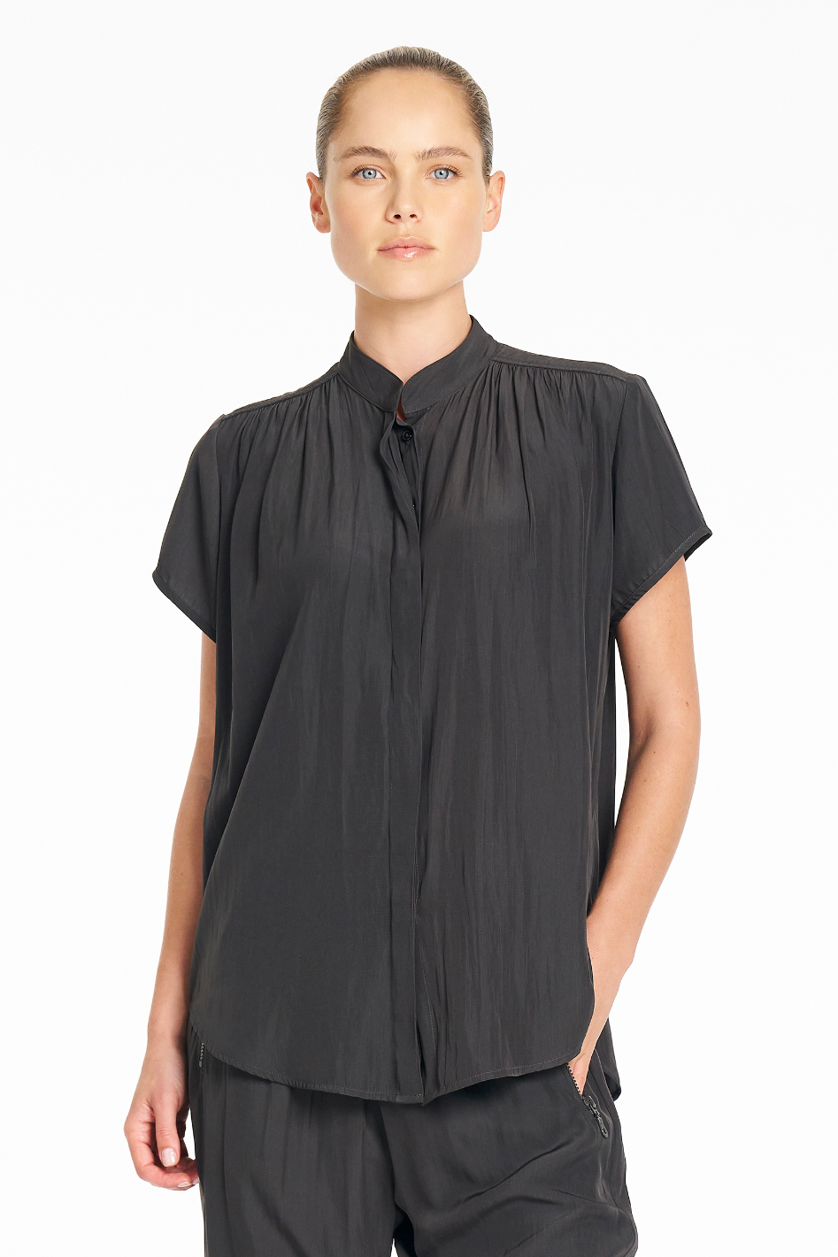 Mela Purdie SS Soft Blouse in Bark Mache