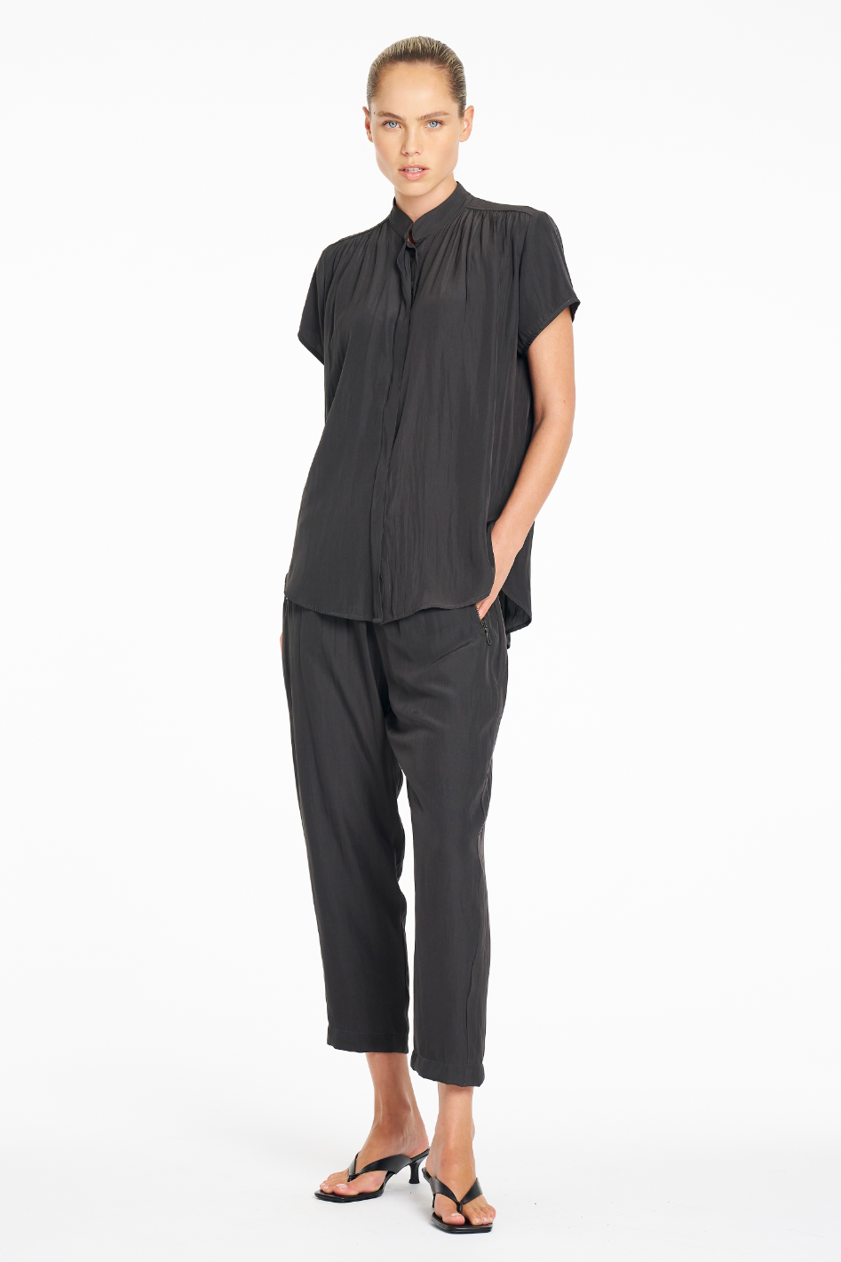 Mela Purdie Soft Zip Pant in Bark Mache