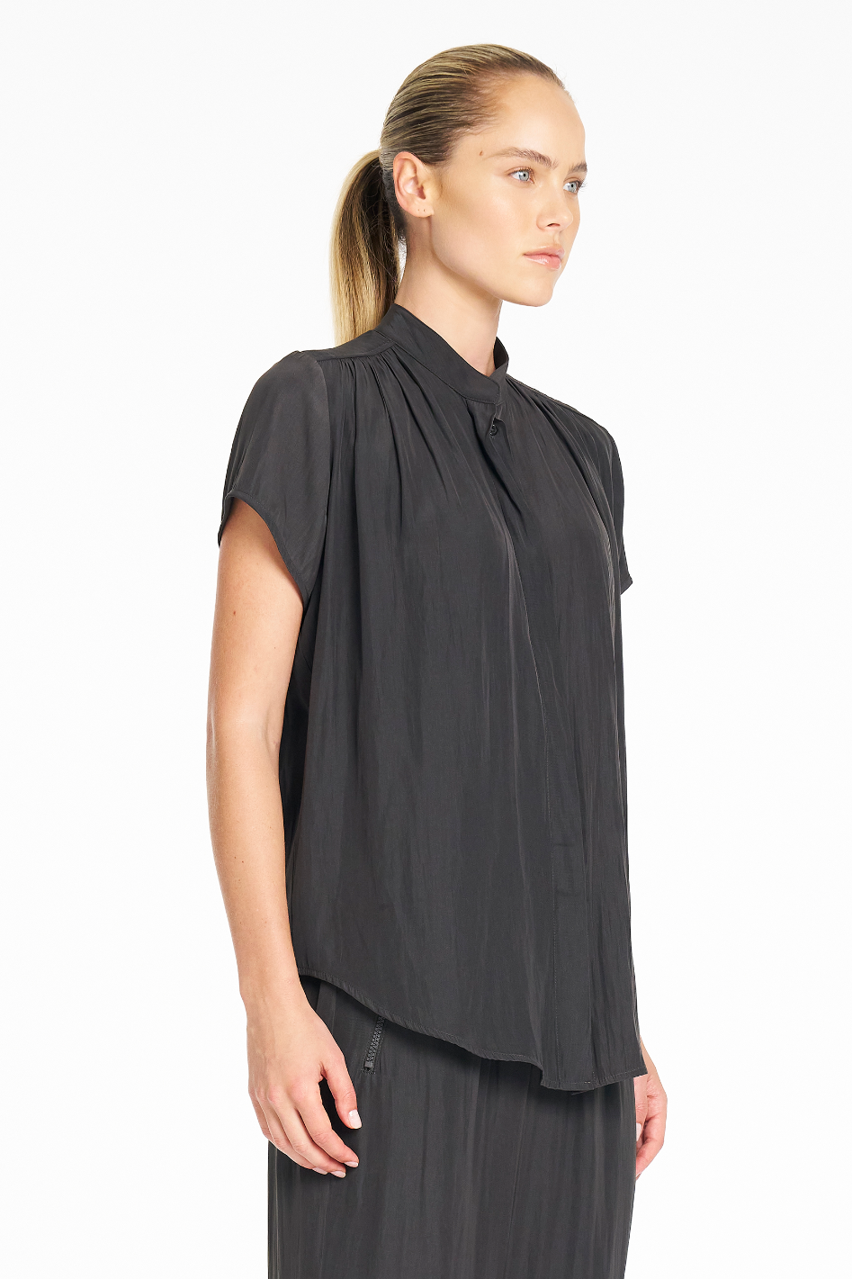 Mela Purdie SS Soft Blouse in Bark Mache