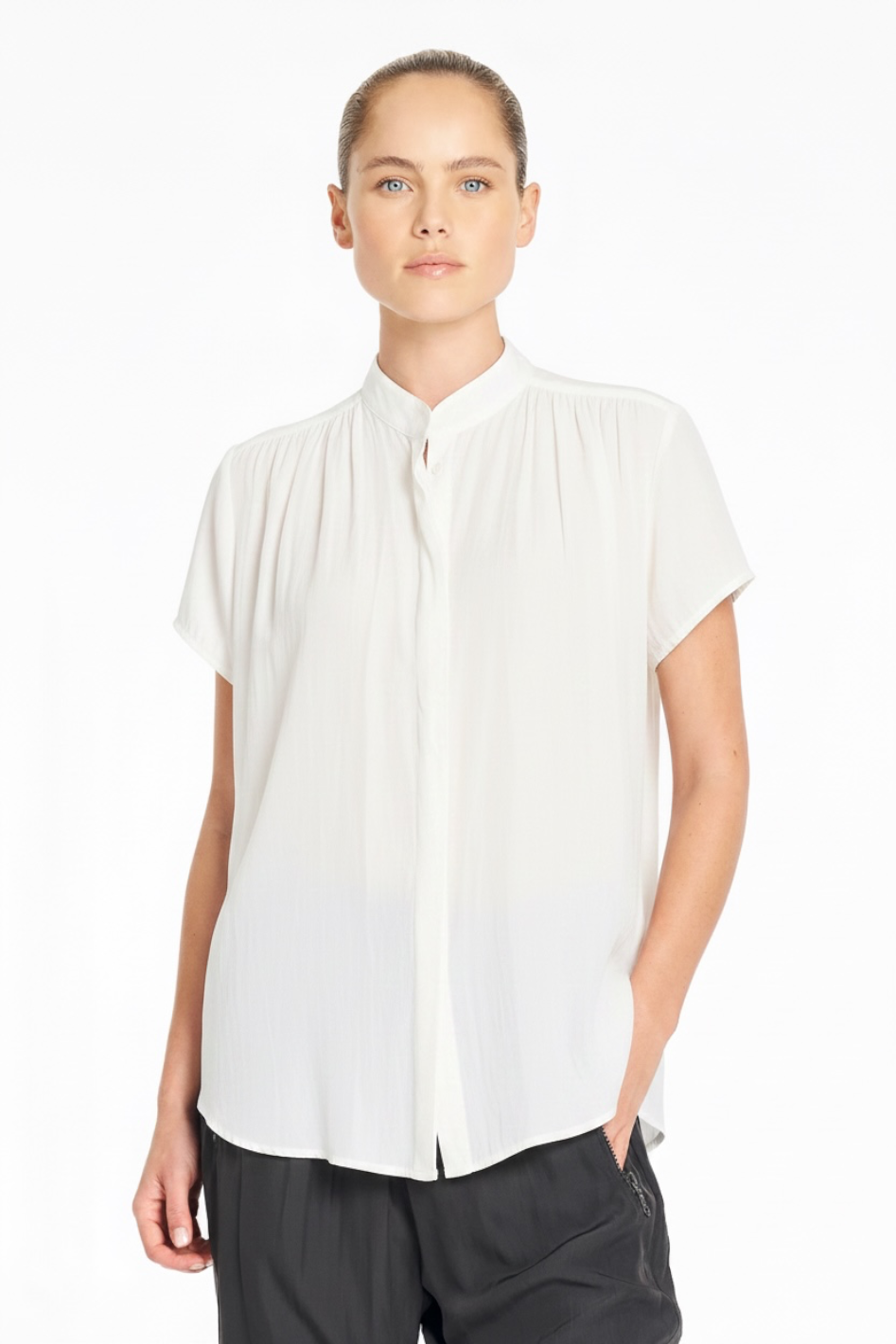 Mela Purdie SS Soft Blouse in White Mache