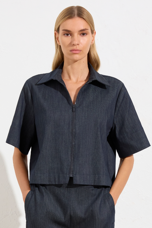 Mela Purdie SS Zip Bomber | Soft Stretch Denim