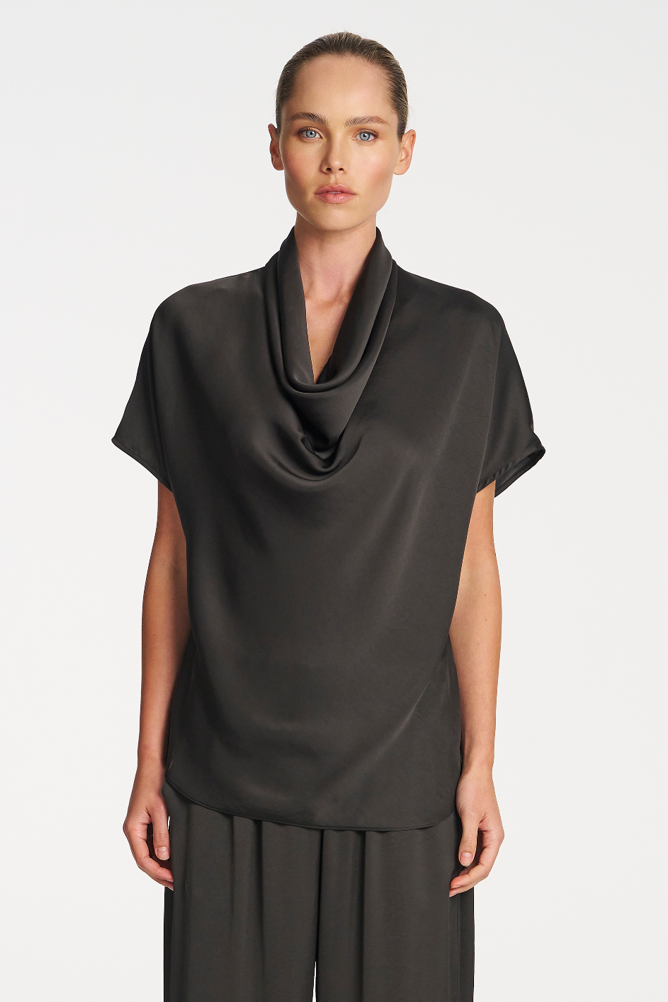 Mela Purdie Scallop Tank in Mirror Satin Mink