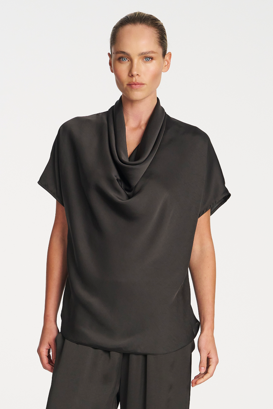 Mela Purdie Scallop Tank in Mirror Satin Mink