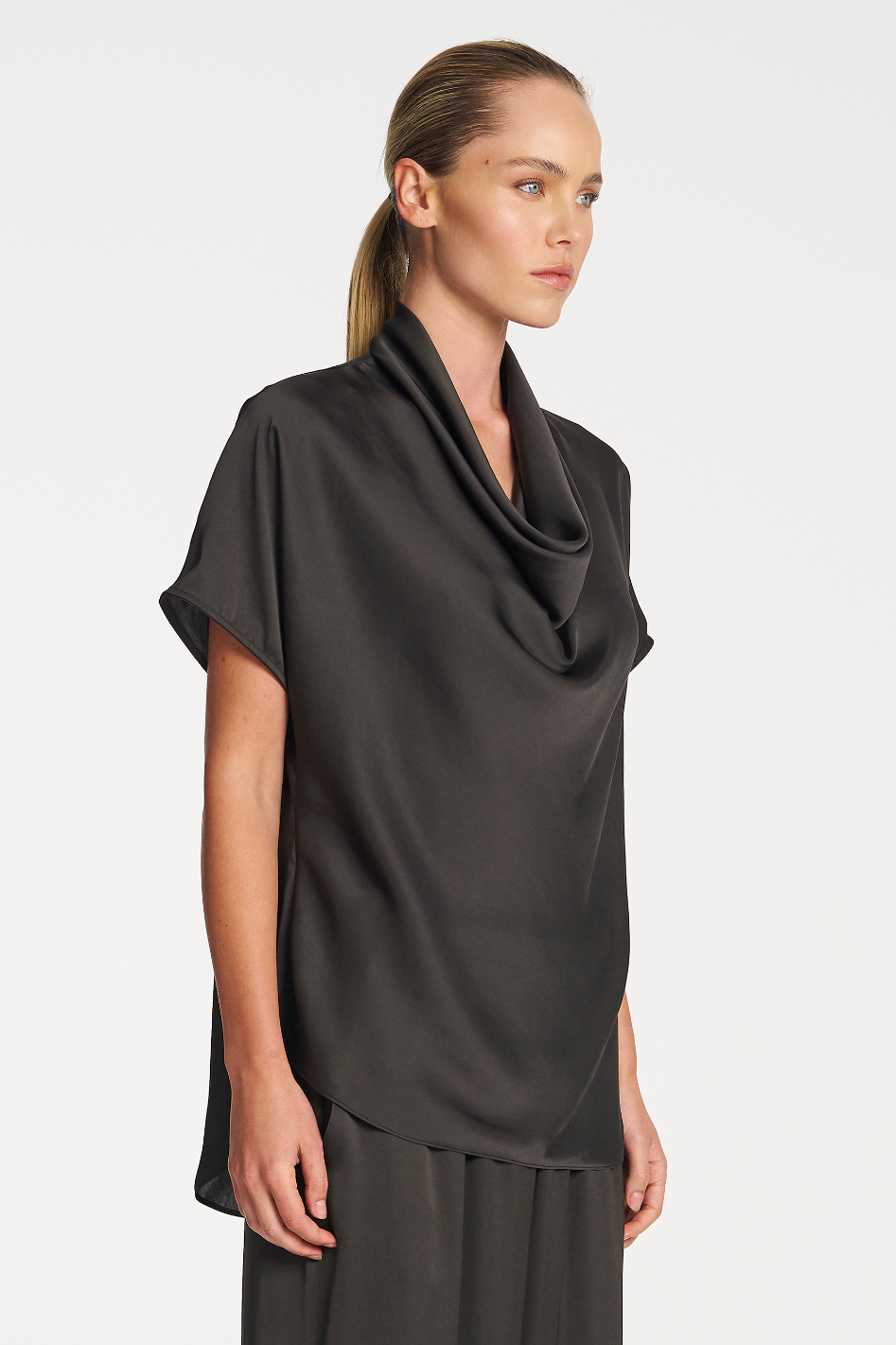 Mela Purdie Scallop Tank in Mirror Satin Mink