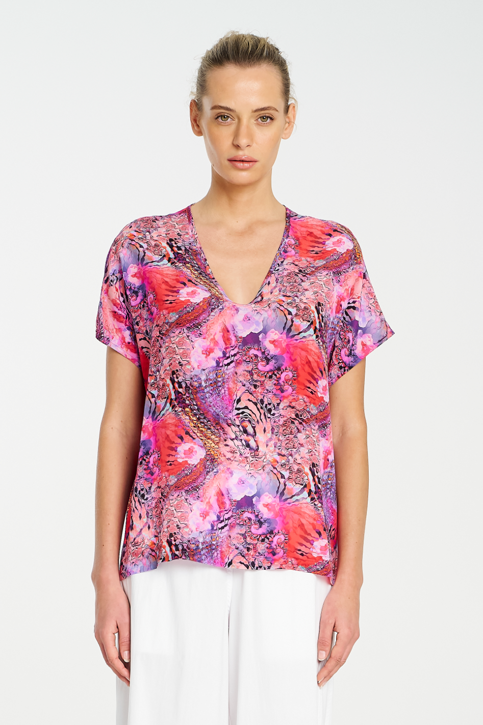 Mela Purdie Scoop Shell in Kaleidoscope Print Silk