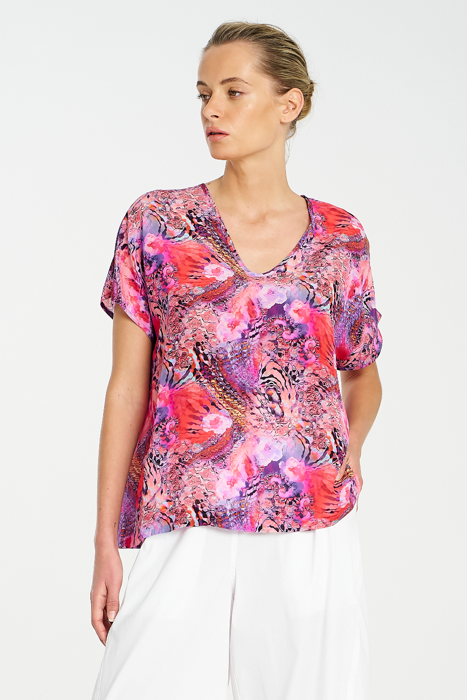 Mela Purdie Scoop Shell in Kaleidoscope Print Silk